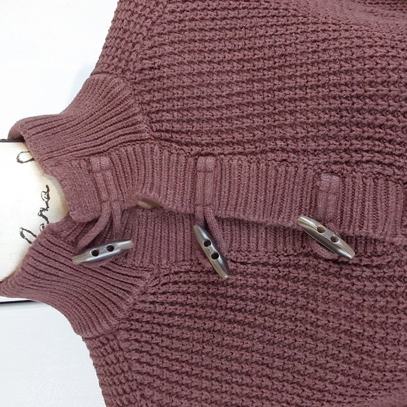 Banana Republic- Chunky Knit burgundy Oversized Sweater Cozy Warm Neutral Sz.M - Picture 2 of 7